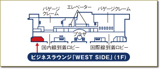 仙台空港ビジネスウンジ「WEST SIDE」1階地図