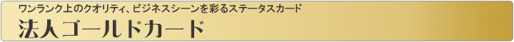 ワンランク上のクオリティ、ビジネスシーンを彩るステータスカード　法人カード(ゴールドカード)